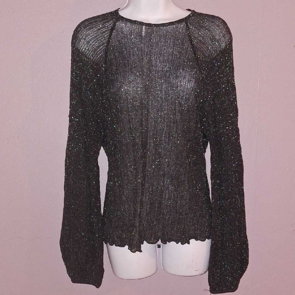Zara Black Glitter Knit Top